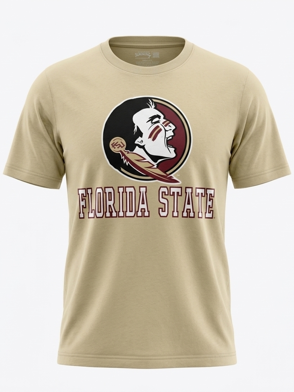 Florida State Seminoles Men's Khaki T-Shirt - Osceola Logo Size Medium